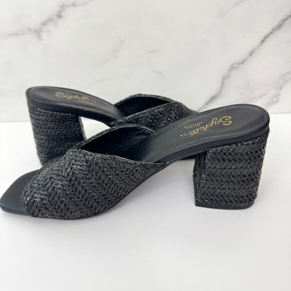 Seychelles Women Adapt Raffia Heeled Sandals Size 7 Minimal Classic Beachy Black - Picture 3 of 10